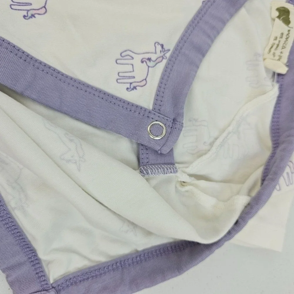 Baby 0-3M Monica + Andy Kimono Romper Set Purple Hearts Unicorn Organic Cotton‎